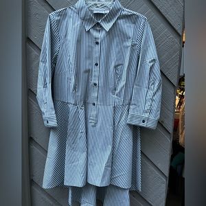 NEW - Joan Rivers Length Striped Peplum Shirt w/ Hi-Low Hem